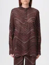 Missoni Mandarin Collar Oversize Blouse With Wavy Zigzag Pattern In Brown