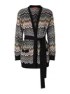 Missoni Relaxed Fit Cardigan With Belt And Chevron Pattern In Multi