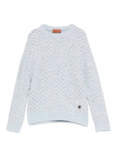 Missoni Kids' Sweater With Sequins In Blue