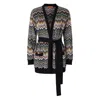 Missoni Relaxed Fit Cardigan With Belt And Chevron Pattern In Multi