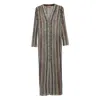 Missoni Long Dress With V-neck And Herringbone Stripe Knit In Brown