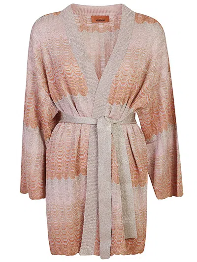 Missoni Knit Viscose Lamé Self-tie Cardigan In Multicolour