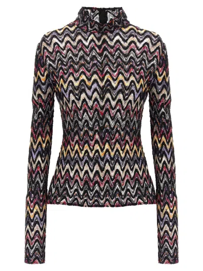 Missoni Crochet-knit Turtleneck Sweater In Multicolour