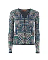 Missoni Multicolor Pattern Cardigan In Blue