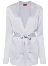 Missoni Metallic-threading Belted Cardigan In Silver