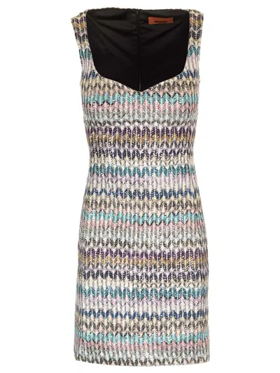 Missoni Sweetheart Neckline Mini Dress In Multi