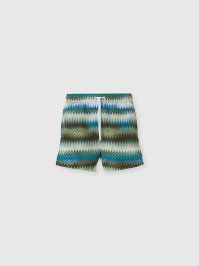 Missoni Swim Shorts With Gradient Micro Zigzag Print In Green