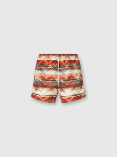 Missoni Swim Shorts With Macro Zig Zag Dégradé Print In Orange