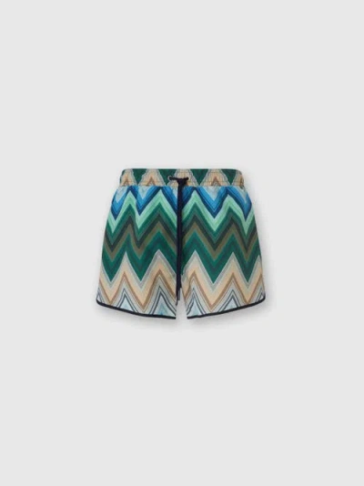 Missoni Swim Shorts With Macro Zigzag Print In Green