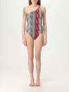 Missoni Mare One-shoulder Metallic Crochet-knit Swimsuit In Red