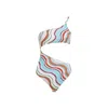 Missoni Multicolor Wave Asymmetric Cutout One-piece Swimsuit