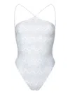 Missoni White Lame Halter One-piece Swimsuit