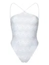 Missoni White Lame Halter One-piece Swimsuit