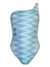 Missoni One-shoulder Swimsuit With Faded Stripes In Multi