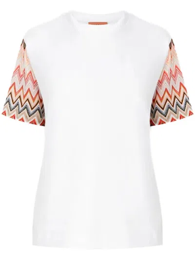 Missoni Embroidered Cotton T-shirt In White