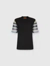 Missoni Cotton Jersey T-shirt With Zig Zag Knit Sleeves In Multicoloured