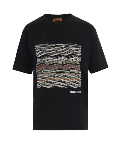 Missoni T-shirt Con Inserto In Maglia Nera