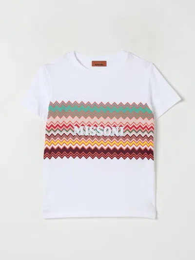 Missoni Kids' T-shirt In Cotone A Zig Zag  In White