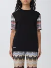 Missoni Short Sleeve T-shirt With Snake Pattern Insert In Black