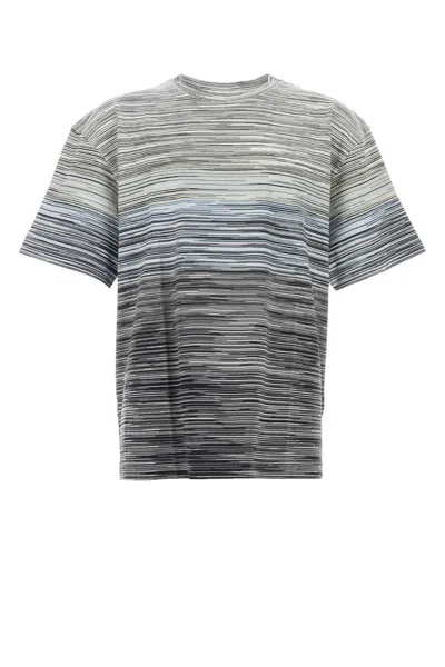 Missoni Slub Cotton Jersey T-shirt In Grey Multicoloured