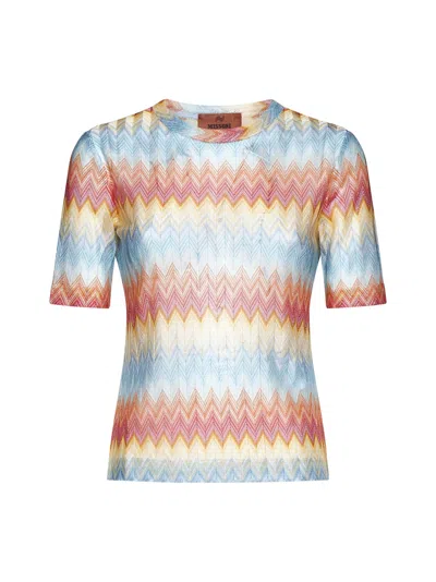 Missoni T-shirt In Multiyell/red/lightb