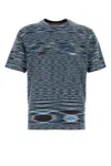 Missoni Cotton T-shirt With Embroidered Geometric Pattern In Blue