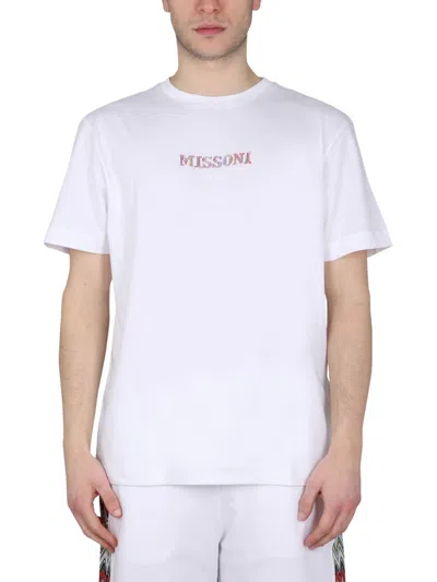 Missoni Embroidered-logo Cotton T-shirt In White