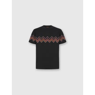 Missoni T-shirt With Maxi Chevron Insert In Black