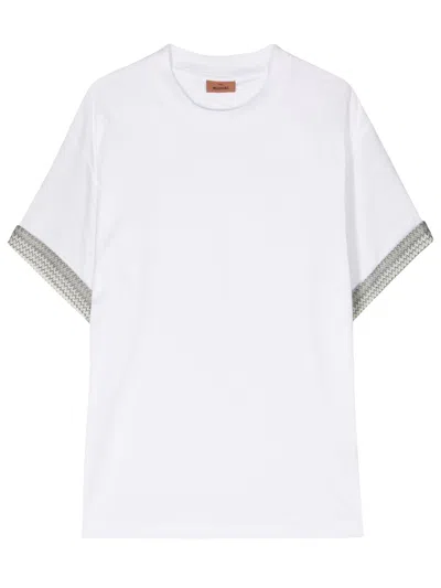 Missoni Chevron Knit-detailed Cotton T-shirt In White