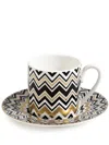 Missoni Tableware Gold-tone Zig-zag Coffee Cup Set In Multicolour