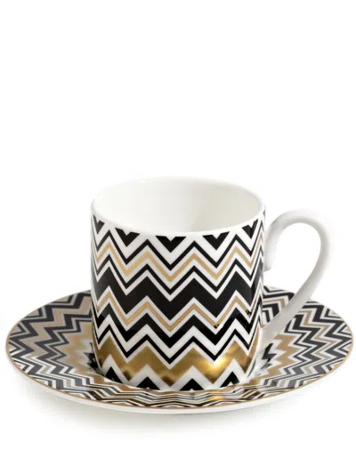 Missoni Tableware Gold-tone Zig-zag Coffee Cup Set In Multicolour