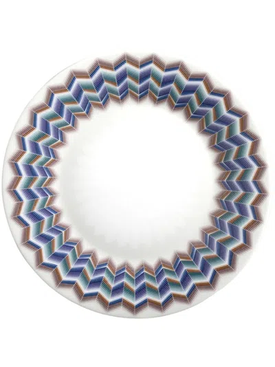 Missoni Tableware White Jarris Zig-zag Dessert Plate In Multicolour