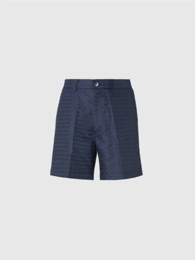 MISSONI MISSONI TAILORED SHORTS IN COTTON, VISCOSE AND LINEN WITH SHINY ZIGZAG PATTERN