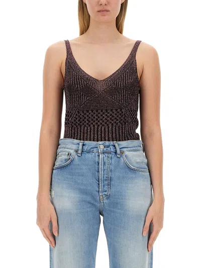 Missoni Metallic Knitted Tank Top In Black