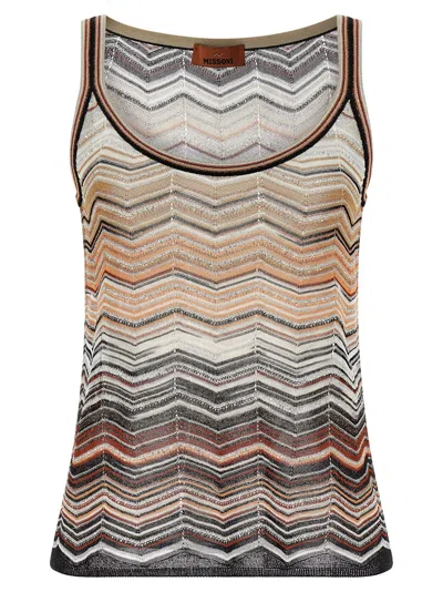 Missoni Tank Top Chevron Lamé Tops Multicolor