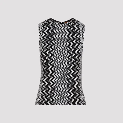 Missoni Black/white Zip Zack Print Top