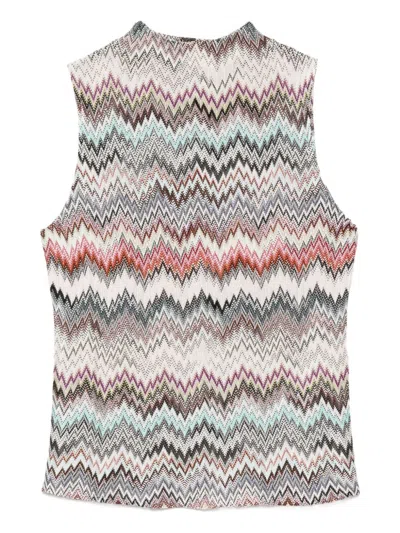 Missoni High-neck Sleeveless Top In Neutral