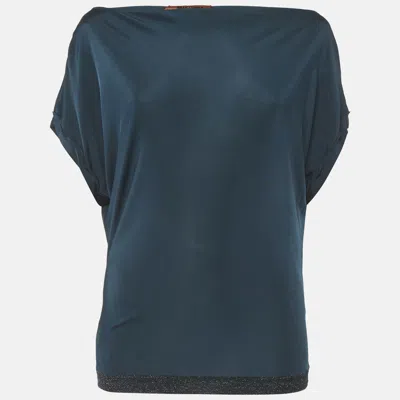 Pre-owned Missoni Teal Blue Jersey Top S