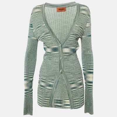 Missoni Teal Green Patterned Knit Cardigan