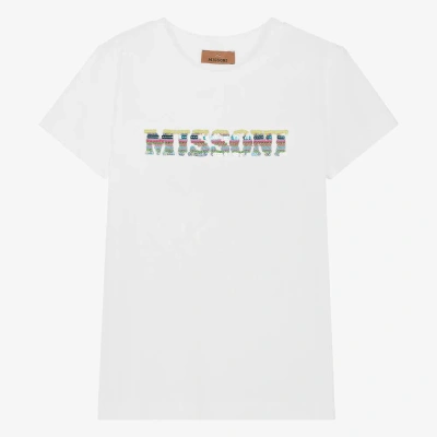 Missoni Teen Girls White Cotton Sequinned T-shirt