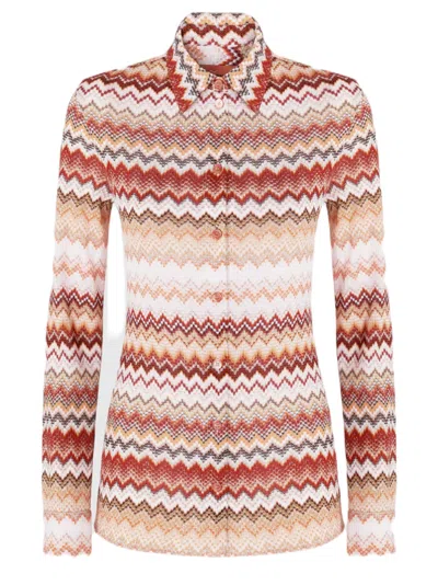 Missoni Terracotta Zig Zag Slim Shirt In Multi