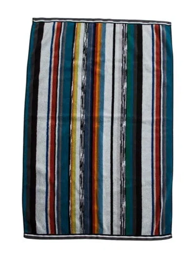 Pre-owned Missoni Terrycloth Striped Bath Towel In Blue