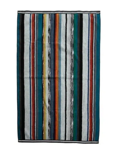 Pre-owned Missoni Terrycloth Striped Bath Towel In Blue