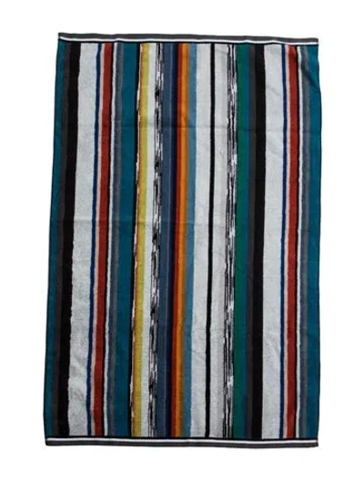 Pre-owned Missoni Terrycloth Striped Bath Towel In Blue