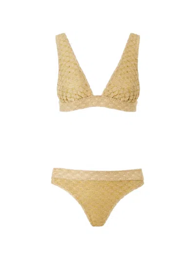 Missoni Textured Bikini Set In Gold