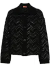 Missoni Textured Chevron Knit Jacket With Oversized Fit And Button Closure In Black