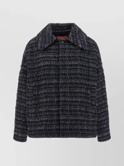 MISSONI TEXTURED FABRIC COLLARED LONG SLEEVE OVERSHIRT