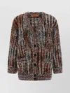 Missoni Textured Knit Cardigan Front Pockets In Multi