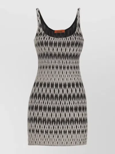Missoni Textured Sleeveless Mini Dress Scoop Neckline In Multi