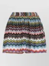 Missoni Textured Zigzag Shorts Elastic Waistband In Animal Print